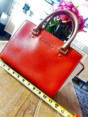 Michael Kors Orange and Brown Leather Satchel